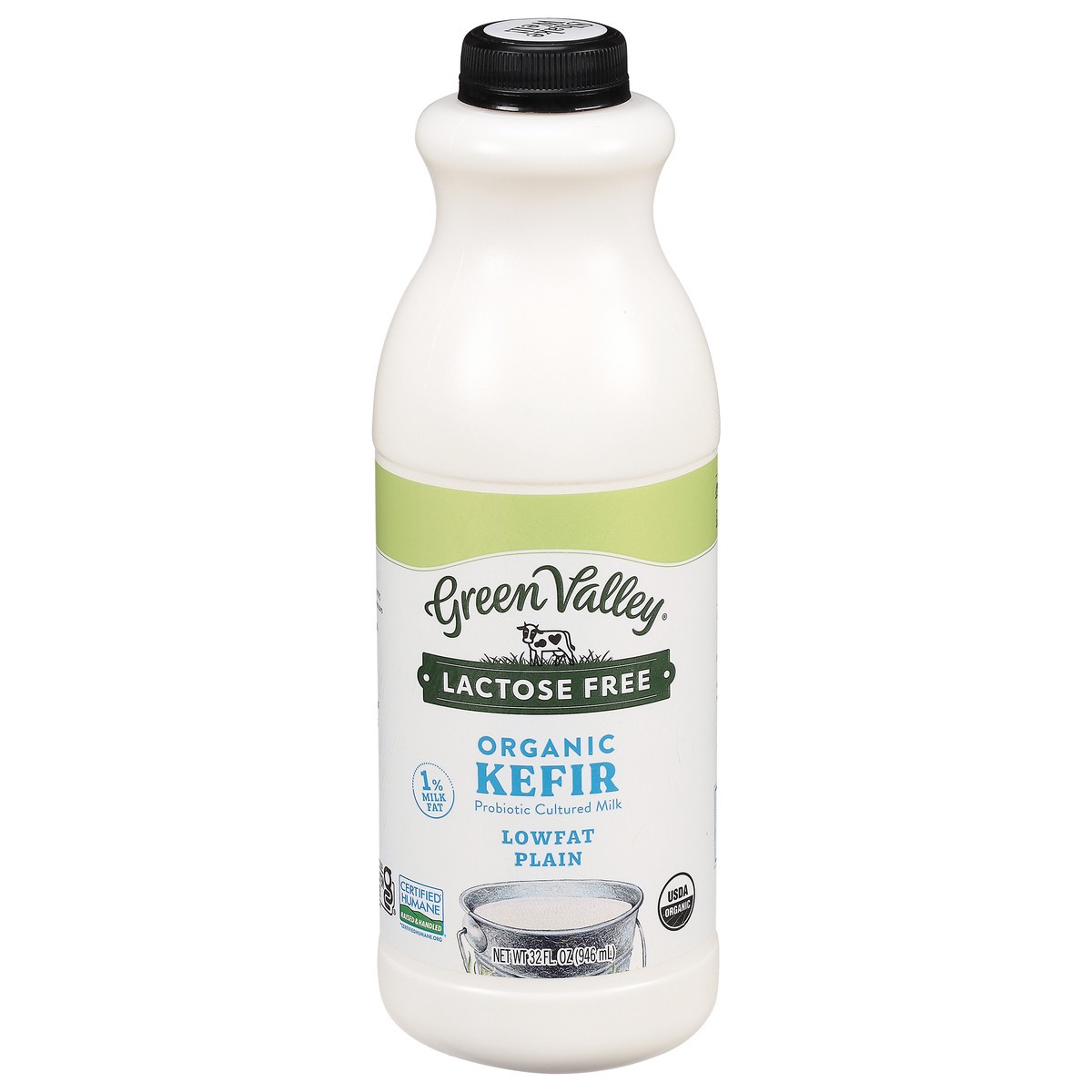 slide 1 of 10, Green Valley Organics Lactose Free Lowfat Organic Plain Kefir 32 fl oz, 32 fl oz