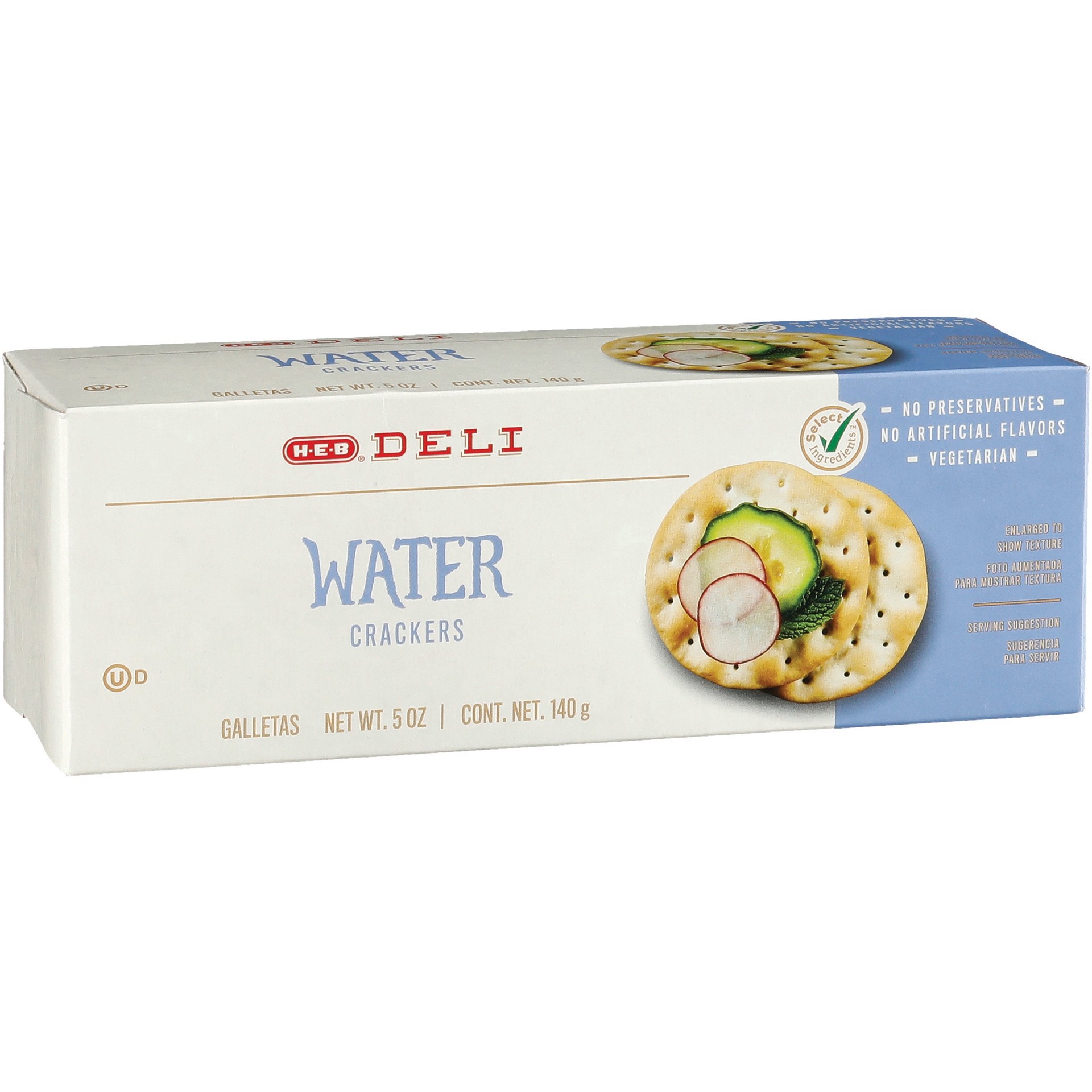 slide 1 of 1, H-E-B Deli Water Crackers, 5 oz