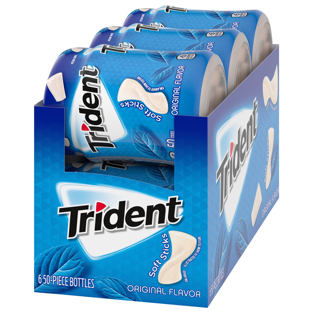 slide 11 of 12, Trident Unwrapped Original Flavor Sugar Free Gum, 6 Bottles of 50 Pieces (300 Total Pieces), 1.19 lb