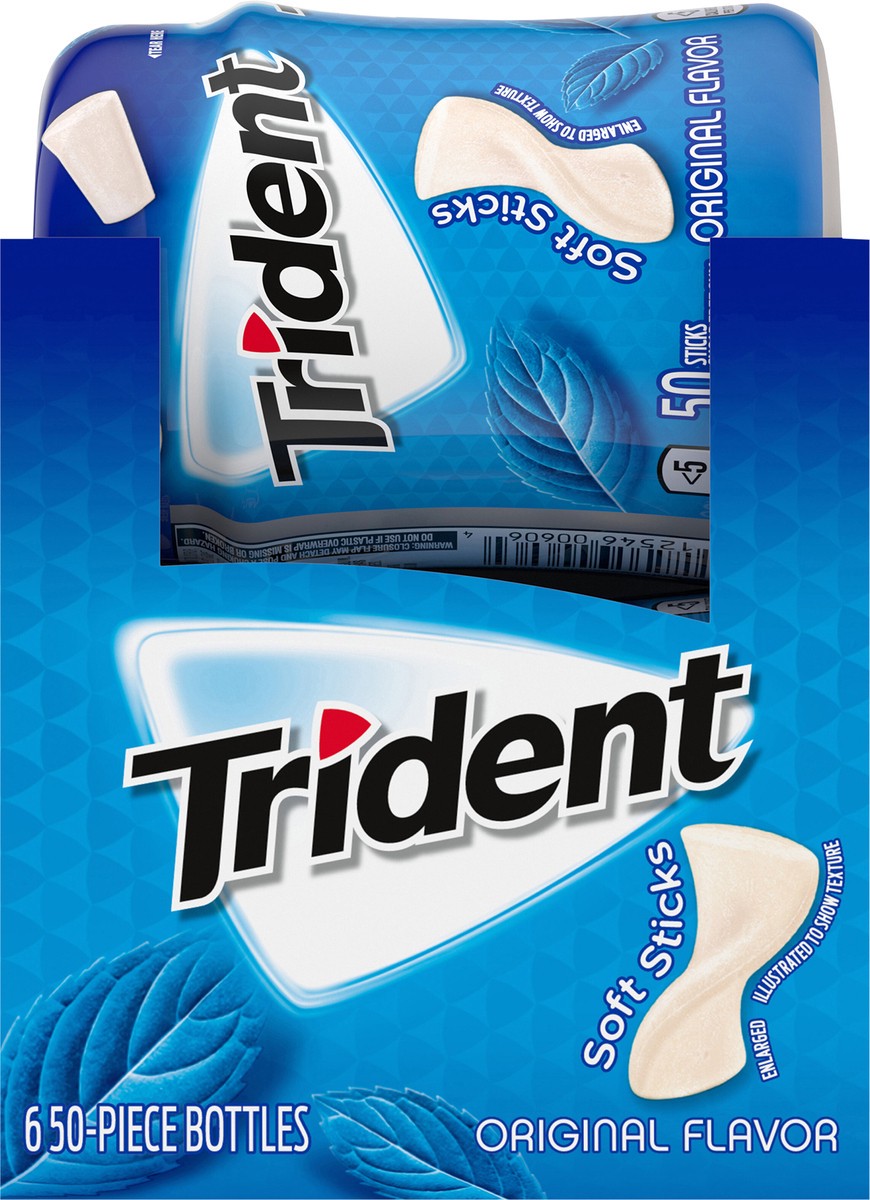 slide 3 of 12, Trident Unwrapped Original Flavor Sugar Free Gum, 6 Bottles of 50 Pieces (300 Total Pieces), 1.19 lb