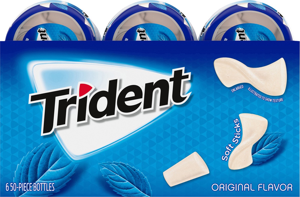 slide 12 of 12, Trident Unwrapped Original Flavor Sugar Free Gum, 6 Bottles of 50 Pieces (300 Total Pieces), 1.19 lb