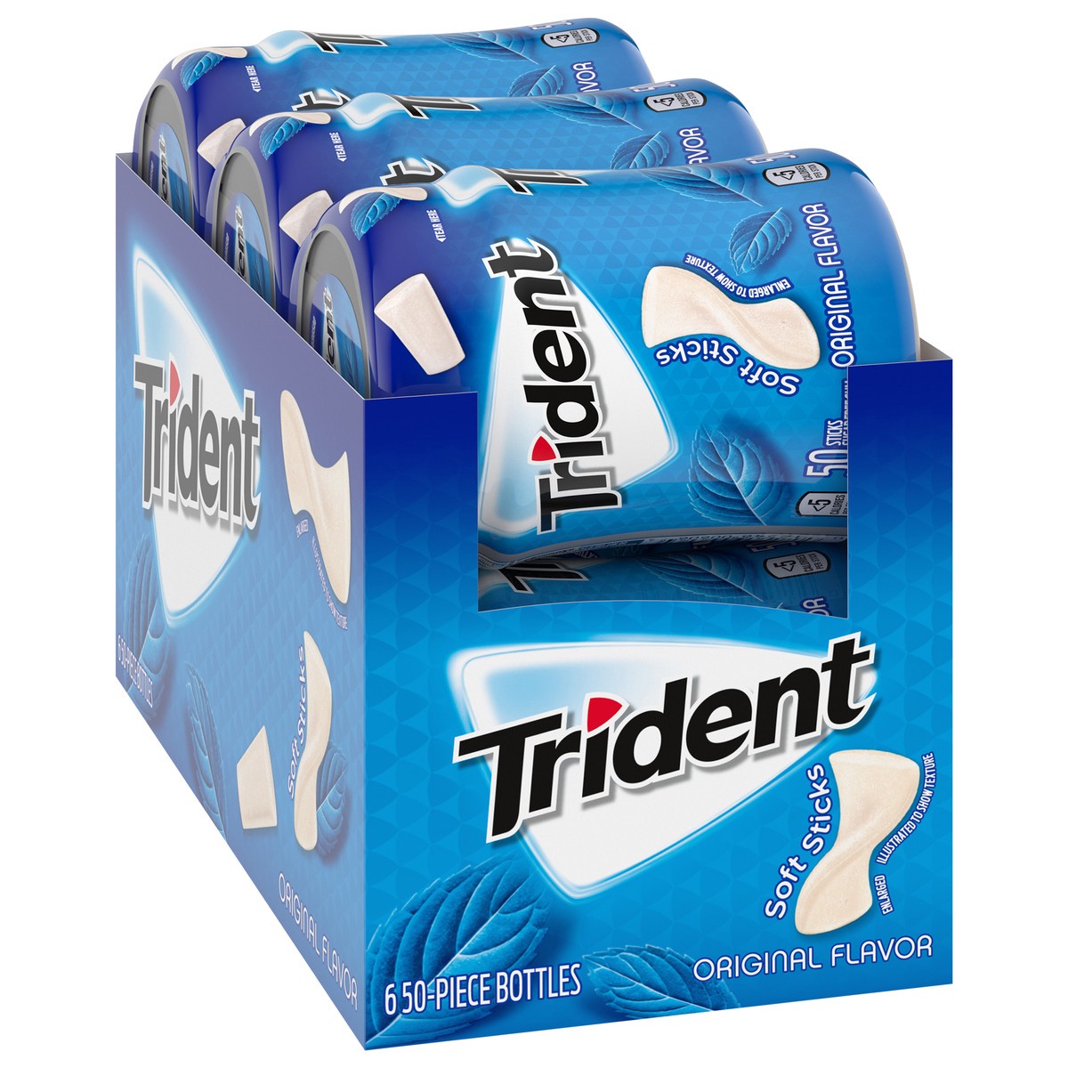 slide 10 of 12, Trident Unwrapped Original Flavor Sugar Free Gum, 6 Bottles of 50 Pieces (300 Total Pieces), 1.19 lb