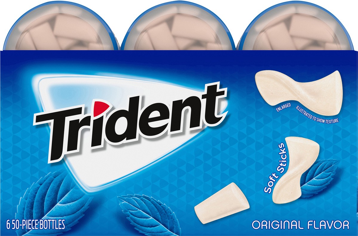 slide 7 of 12, Trident Unwrapped Original Flavor Sugar Free Gum, 6 Bottles of 50 Pieces (300 Total Pieces), 1.19 lb