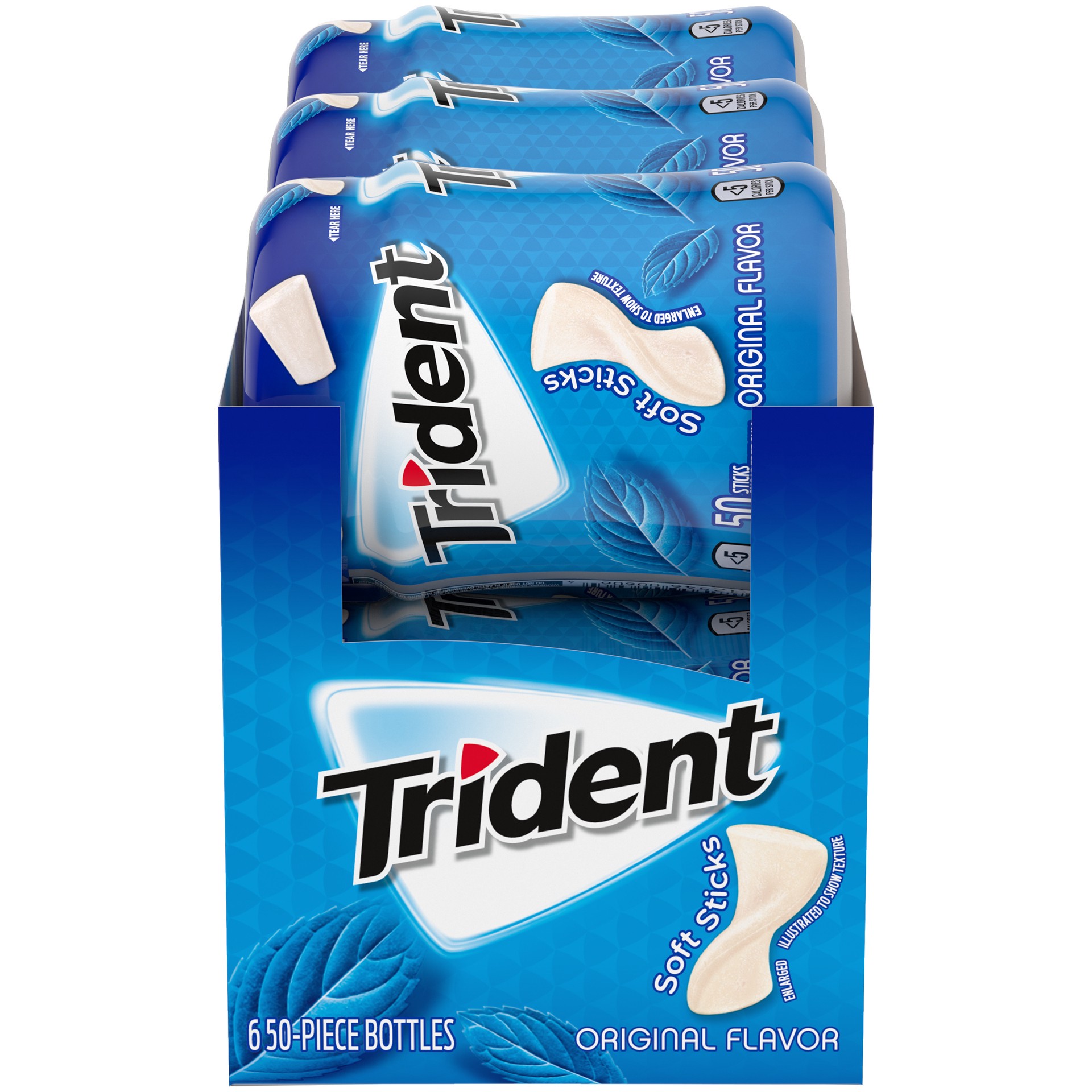 slide 1 of 12, Trident Unwrapped Original Flavor Sugar Free Gum, 6 Bottles of 50 Pieces (300 Total Pieces), 1.19 lb