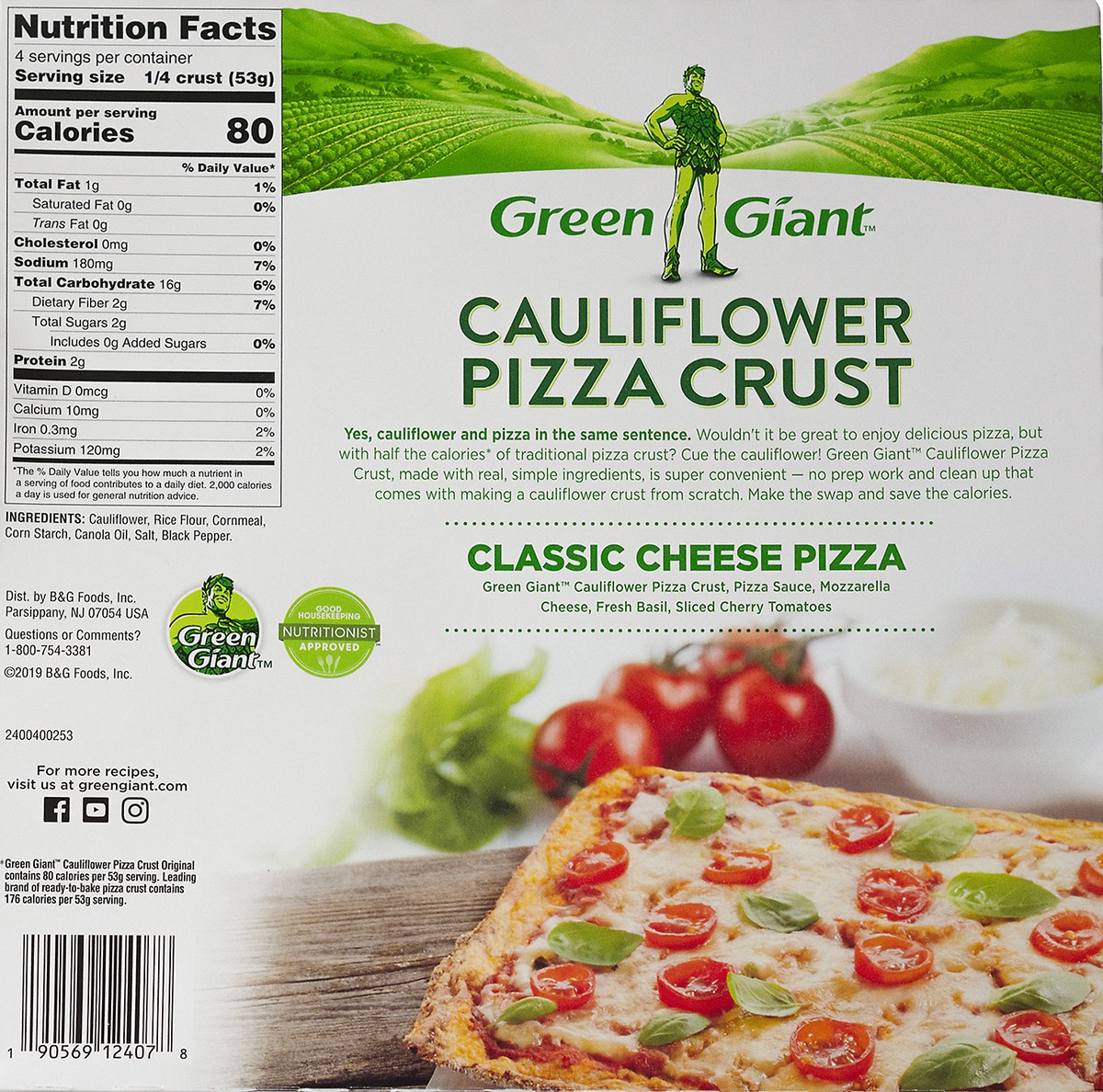 slide 10 of 10, Green Giant Original Cauliflower Frozen Pizza Crust, 7.5 oz