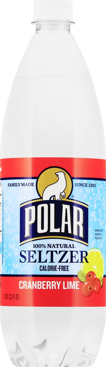 slide 1 of 3, Polar 100% Natural Cranberry Lime Seltzer 1 lt, 33.8 fl oz