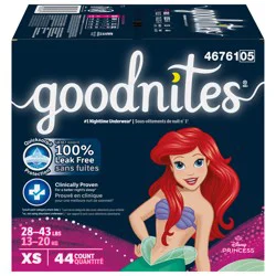 Goodnites Girls'' Nighttime Bedwetting Underwear, Size Extra Small (28-43 lbs), 44 Ct