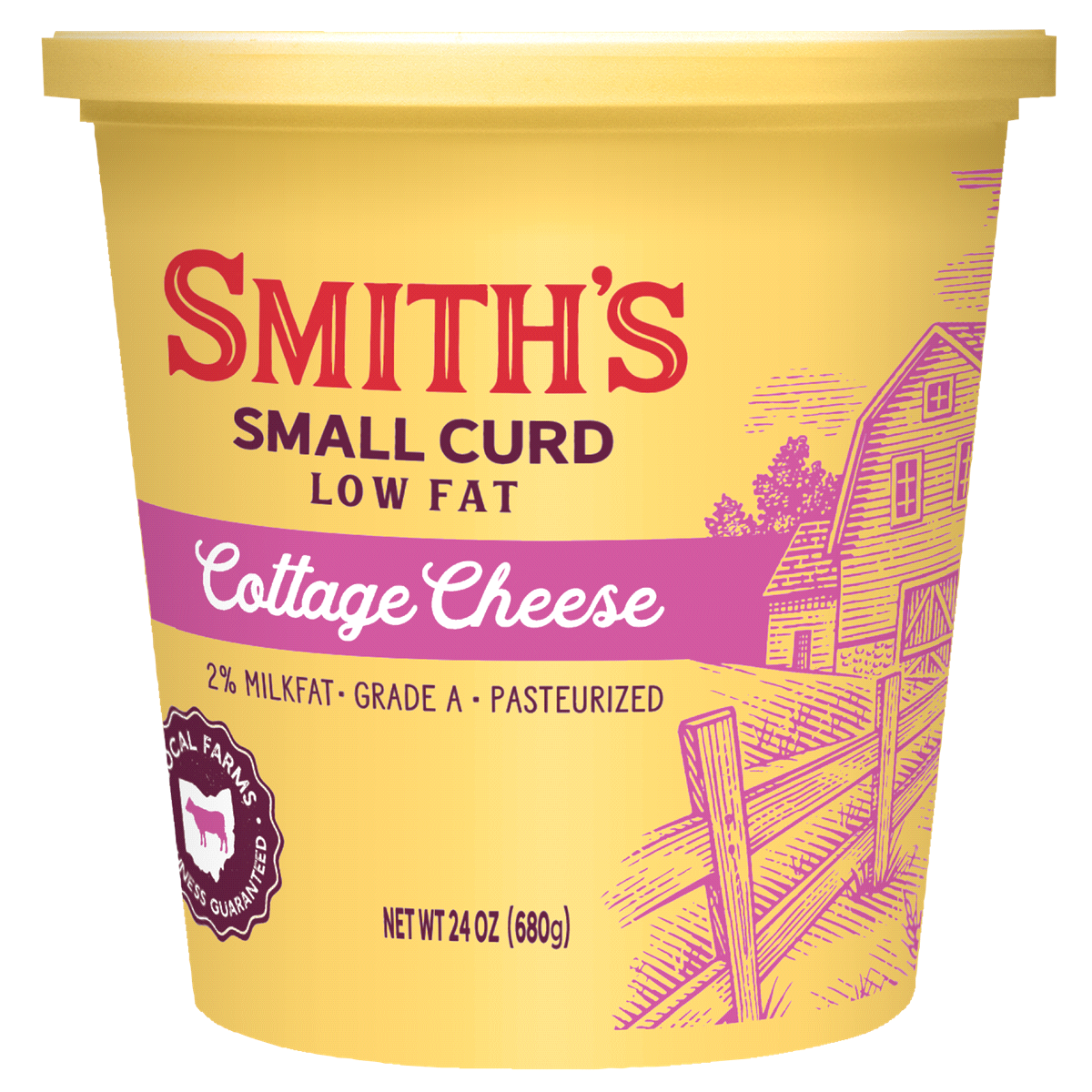 slide 1 of 1, Smith's Small Curd Low Fat Cottage Cheese, 24 oz