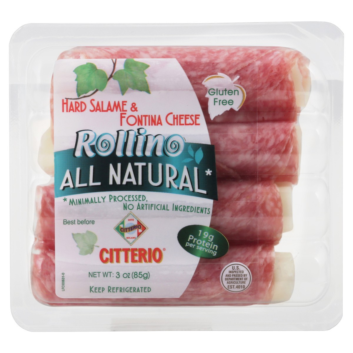 slide 1 of 10, Citterio Rollino Hard Salami And Fontina Cheese, 3 oz