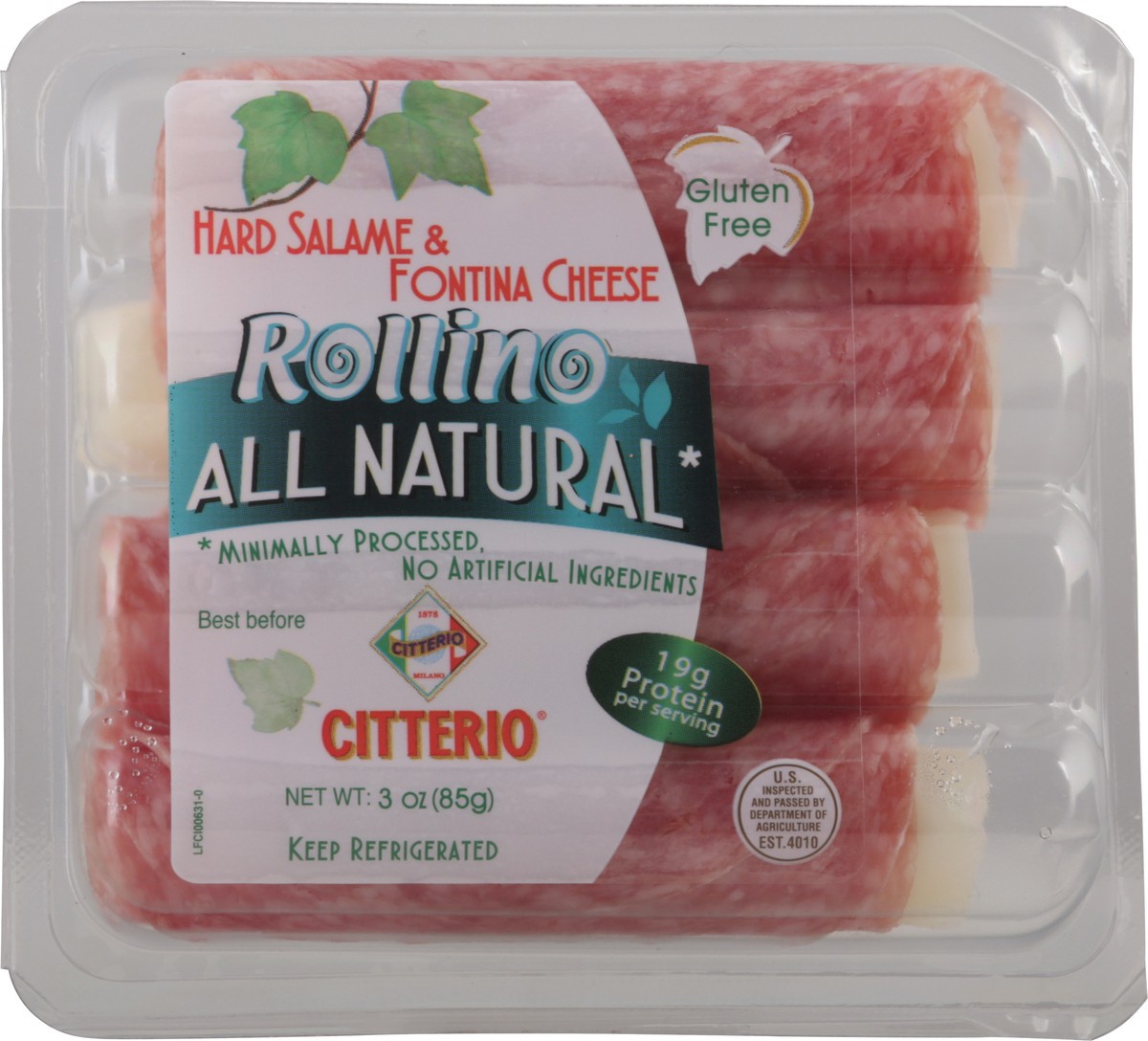 slide 8 of 10, Citterio Rollino Hard Salami And Fontina Cheese, 3 oz