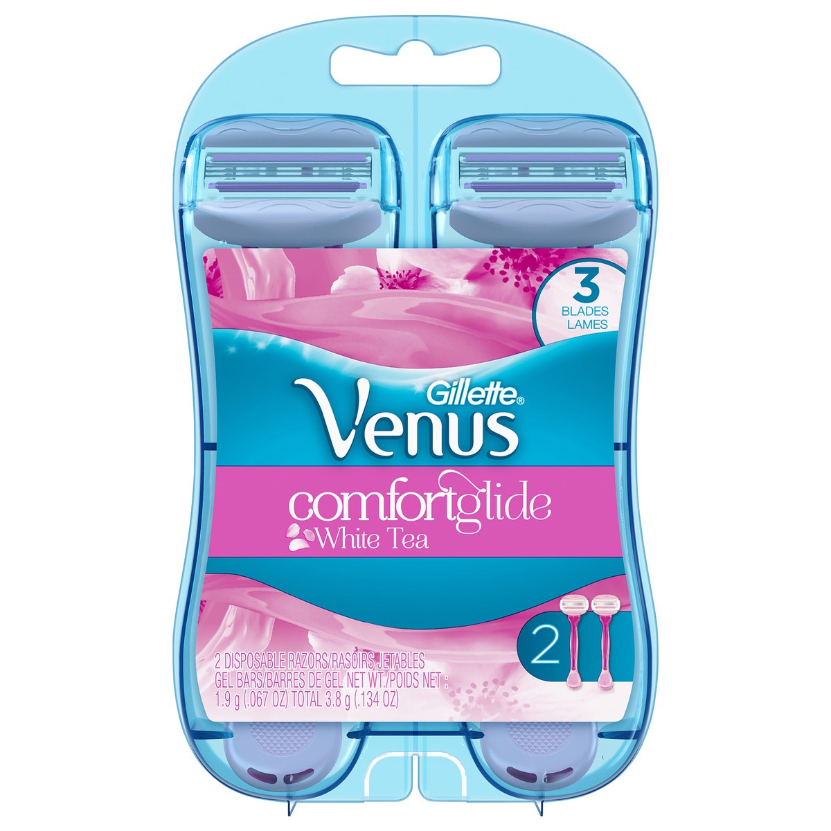 slide 1 of 3, Venus ComfortGlide White Tea Women's Disposable Razor - 2ct, 2 ct