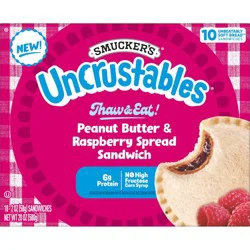 Smucker's Smucker’s Uncrustables Peanut Butter & Raspberry Spread Sandwiches, 10 Count, 2 Oz. Each, Frozen