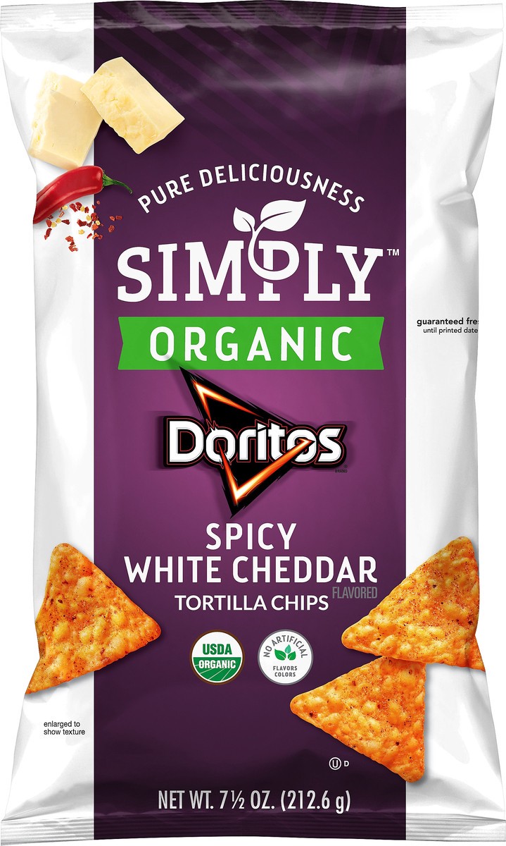 slide 5 of 6, Doritos Simply Organic Spicy White Cheddar Flavored Tortilla Chips 7.5 oz, 7.5 oz