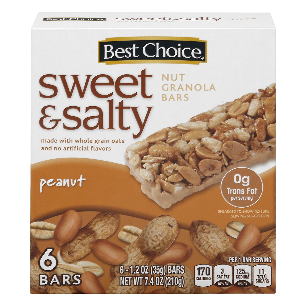 slide 1 of 1, Best Choice Peanut Sweet & Salty Granola Bars, 6 ct