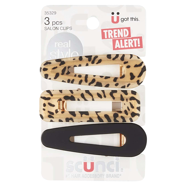 slide 1 of 5, scünci Scunci Fashion Acrylic Salon Clips, 3 ct