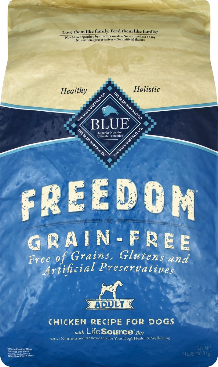 slide 6 of 6, Blue Buffalo Blue Freedom Grain-Free Adult Chicken Recipe Dry Dog Food, 24 lb