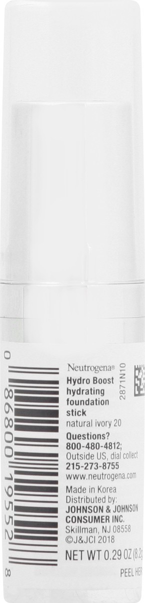 slide 10 of 11, Neutrogena Hydro Boost Hydrating Foundation Stick with Hyaluronic Acid, Oil-Free & Non-Comedogenic Moisturizing Makeup for Smooth Coverage & Radiant-Looking Skin, Natural Ivory, 0.29 oz, 0.29 oz