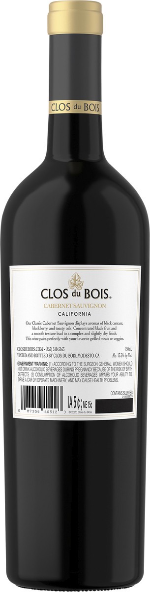 slide 5 of 5, Clos du Bois Red Wine, 750 ml