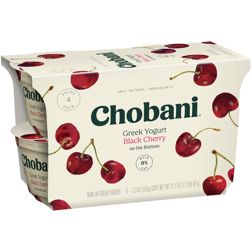 Chobani Black Cherry on The Bottom Non-Fat Greek Yogurt 4 ct; 5.3 oz