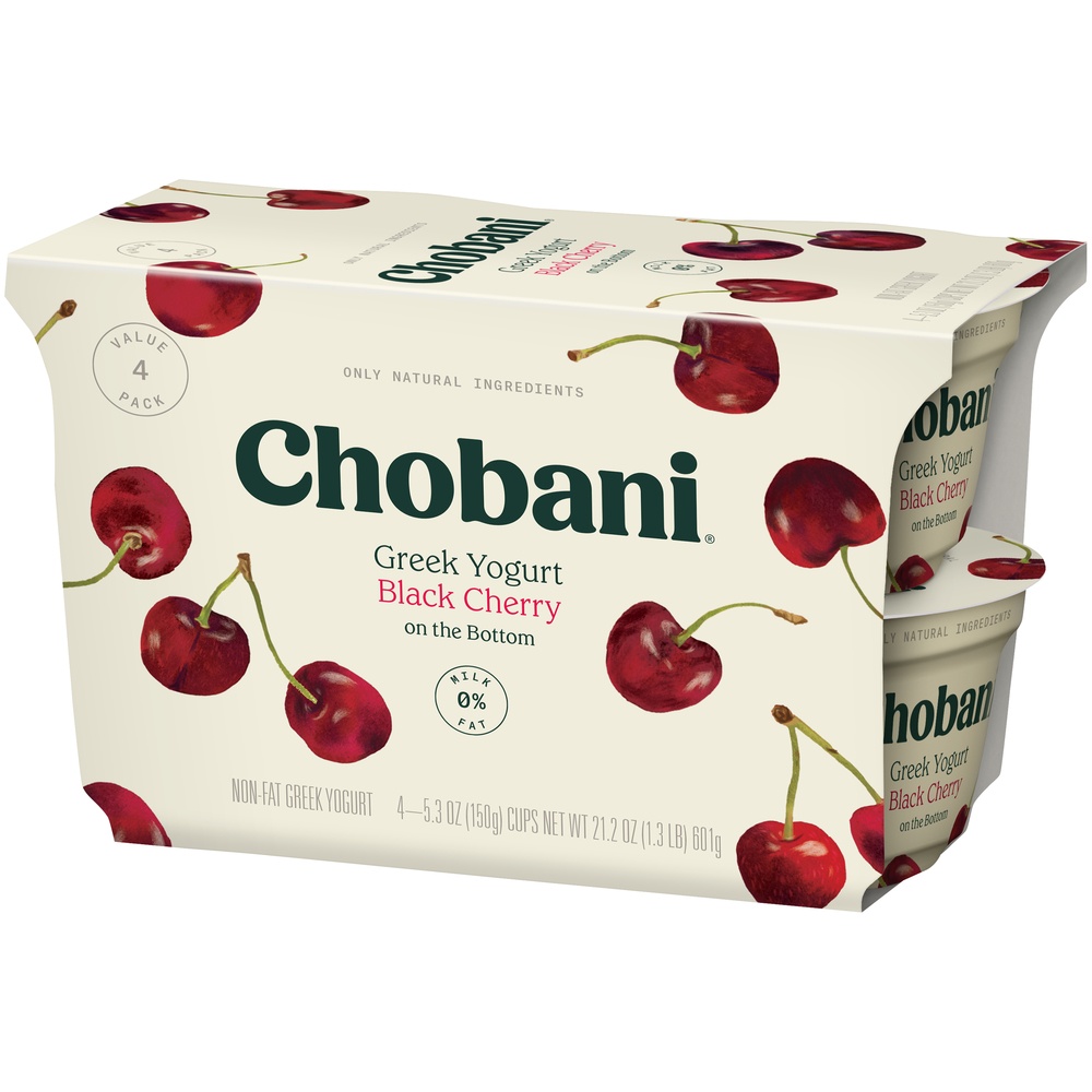 Chobani Black Cherry on The Bottom Non-Fat Greek Yogurt 4 ct; 5.3 oz