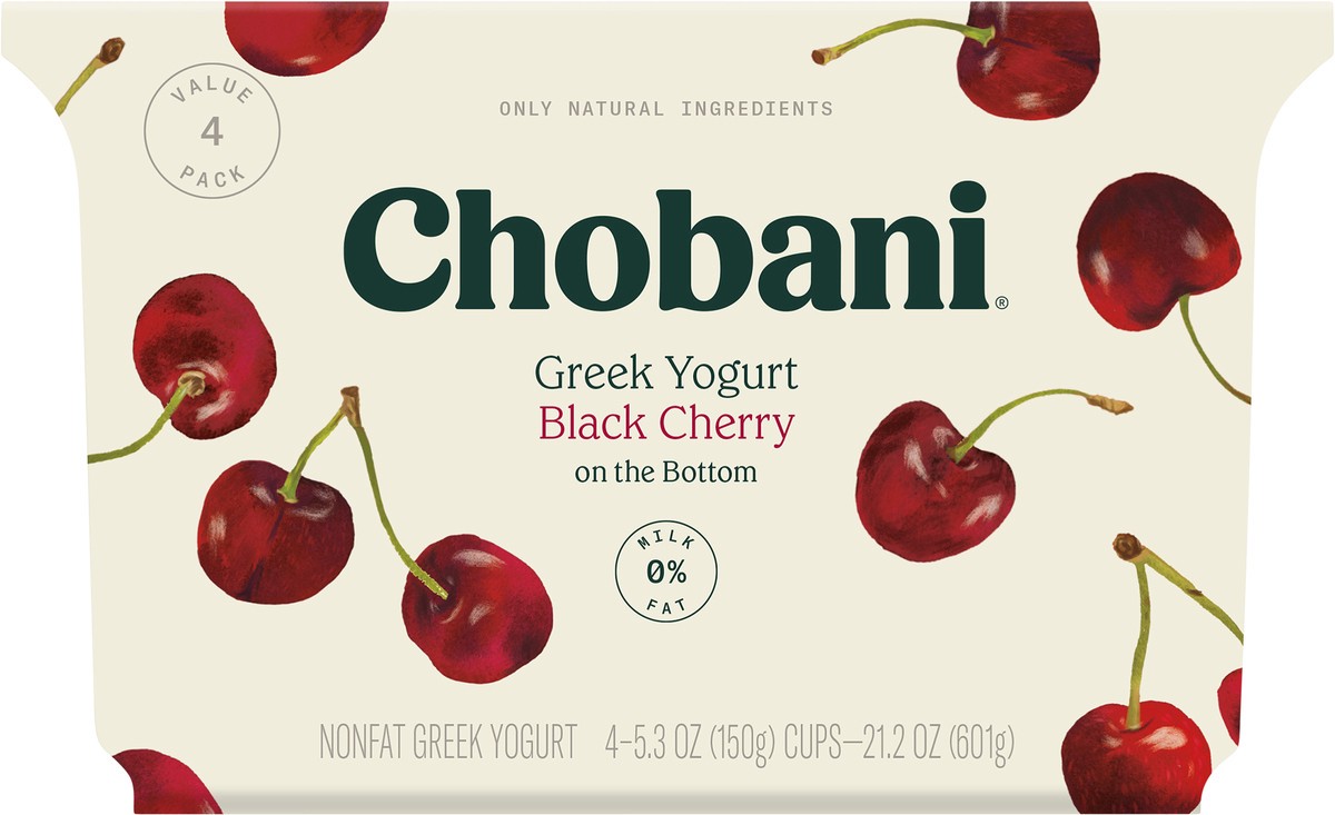 slide 6 of 9, Chobani Black Cherry on the Bottom Nonfat Greek Yogurt - 4ct/5.3oz Cups, 4 ct; 5.3 oz