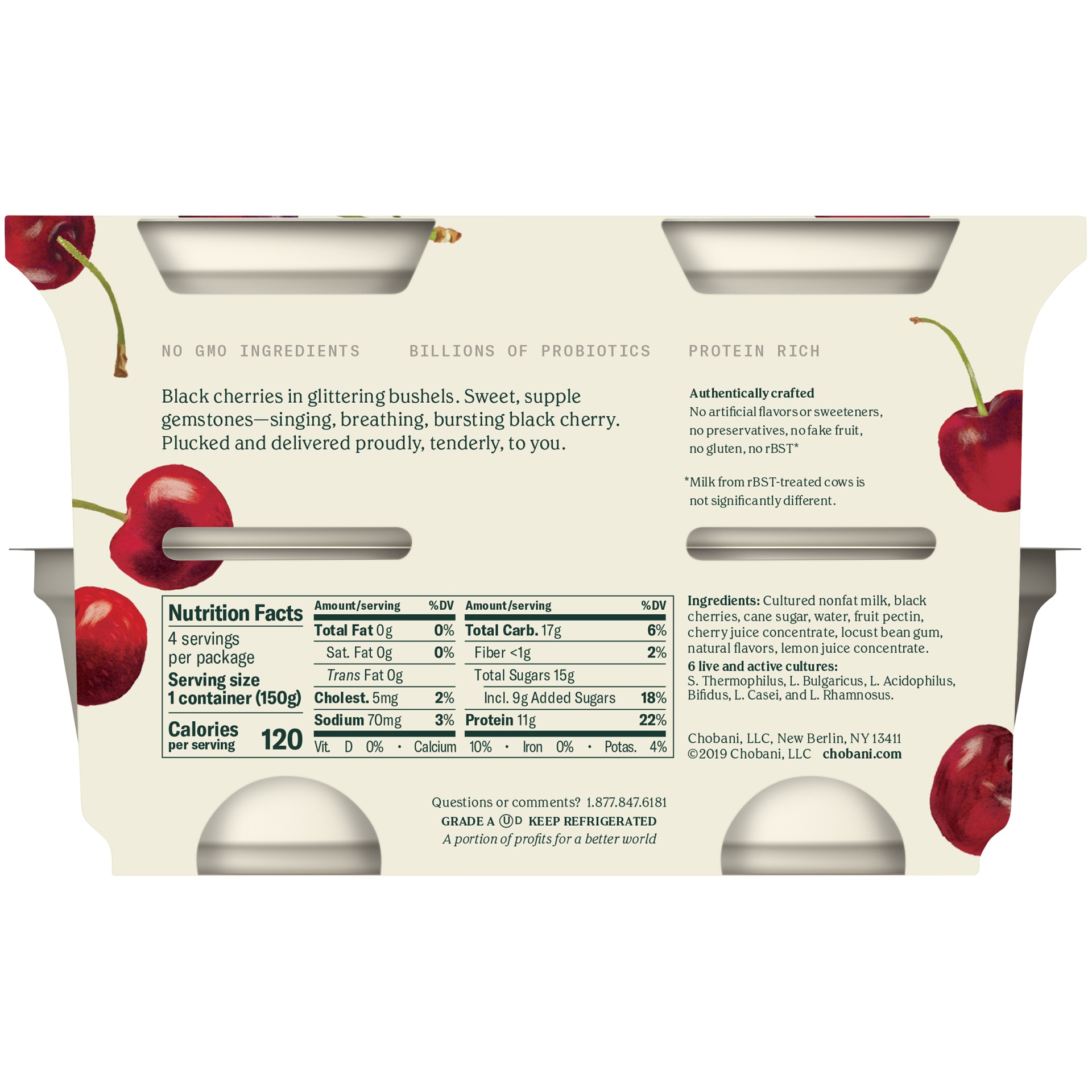 Chobani Black Cherry on The Bottom NonFat Greek Yogurt 4 ct; 5.3 oz