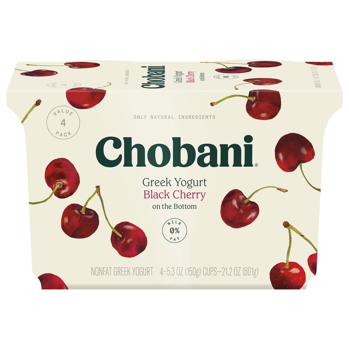 slide 1 of 9, Chobani Black Cherry on the Bottom Nonfat Greek Yogurt - 4ct/5.3oz Cups, 4 ct; 5.3 oz