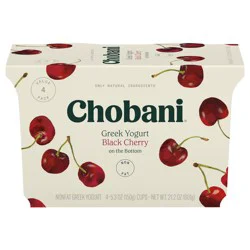 Chobani Non-Fat Black Cherry on the Bottom Greek Yogurt 5.3oz 4ct