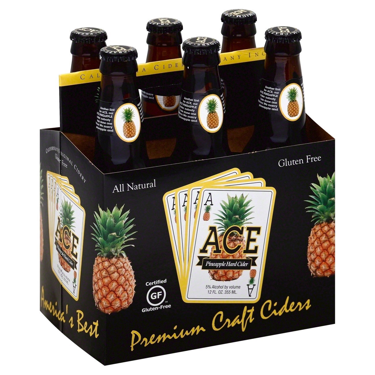 slide 1 of 5, Ace Ciders Pineapple Hard Cider, 6 ct; 12 oz