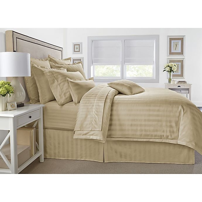 slide 1 of 1, Wamsutta 500-Thread-Count PimaCott Damask Stripe King Duvet Cover Set - Taupe, 1 ct