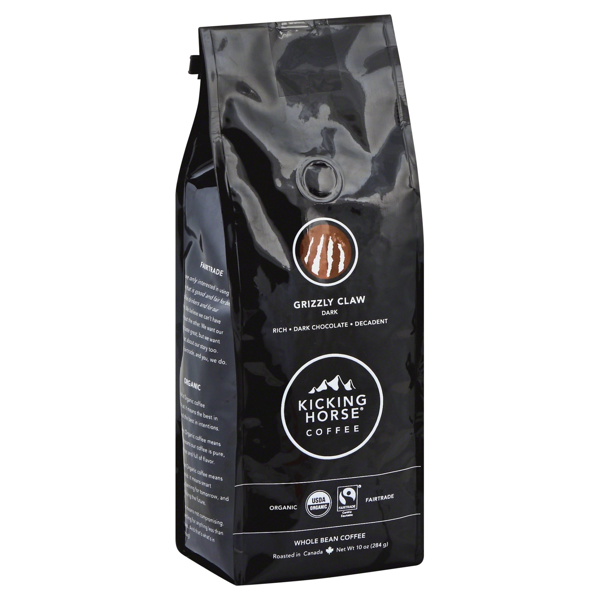 slide 1 of 1, Kicking Horse Coffee Grizzly Claw Dark Roast Whole Bean Coffee, 10 oz