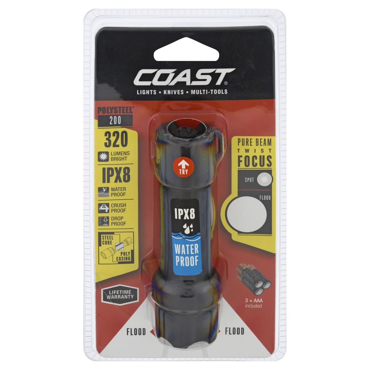 slide 2 of 10, Coast Polysteel 200 Flashlight 1 ea, 1 ct