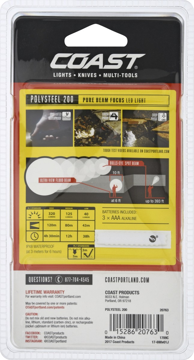 slide 7 of 10, Coast Polysteel 200 Flashlight 1 ea, 1 ct
