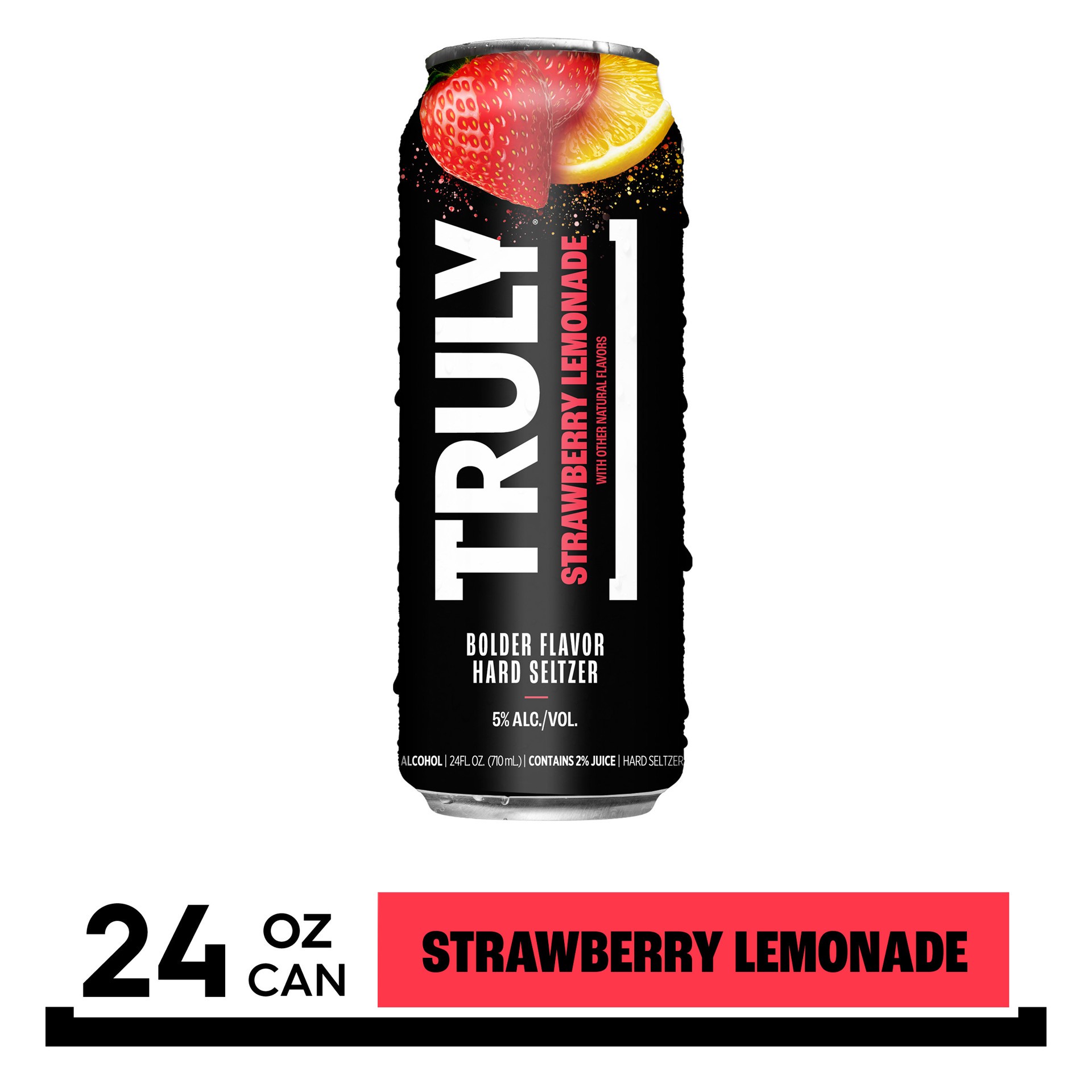 slide 1 of 7, TRULY Hard Seltzer Strawberry Lemonade (24 fl. oz. Can), 12 ct; 24 oz