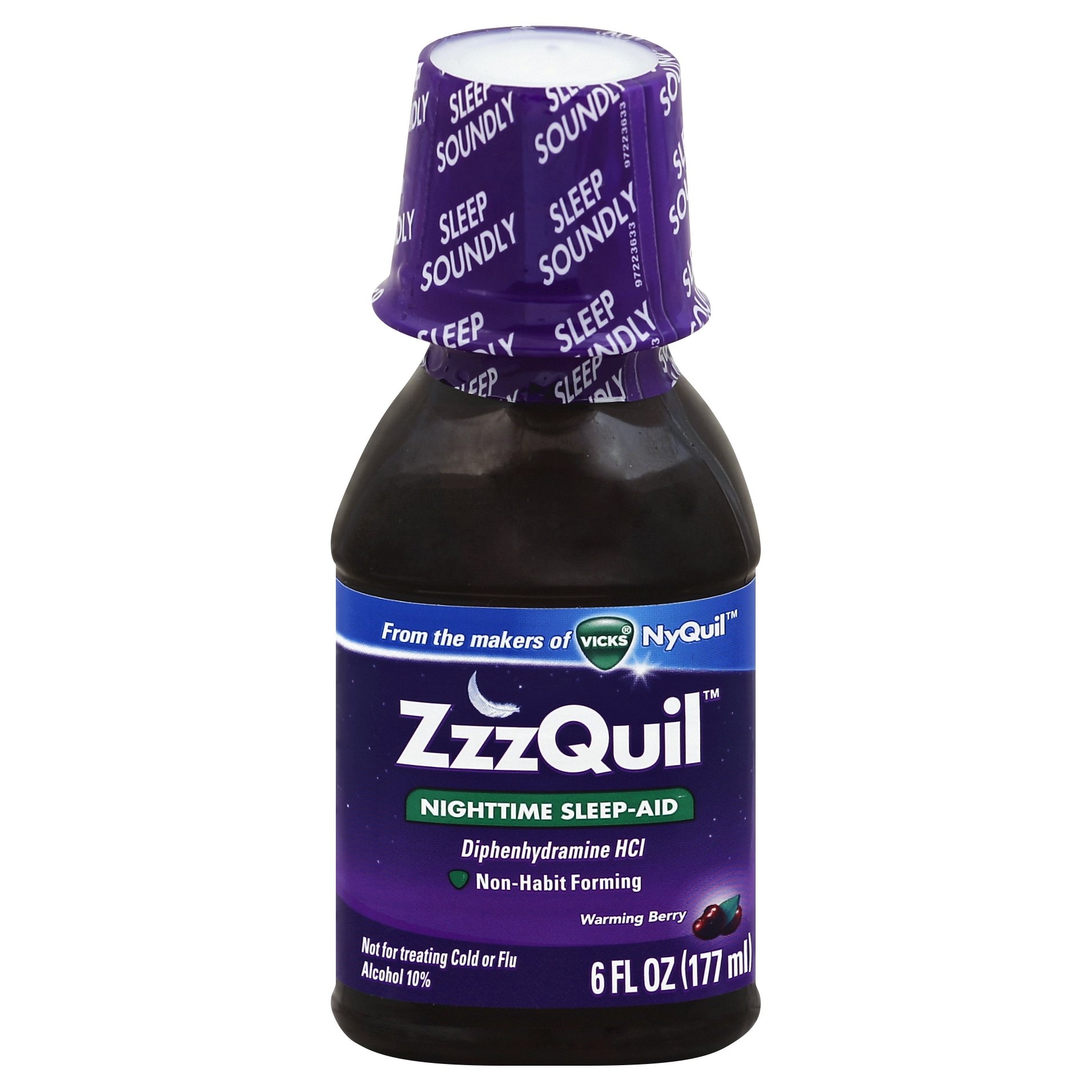 slide 1 of 2, ZzzQuil Warming Berry Nighttime Sleep Aid, 6 fl oz