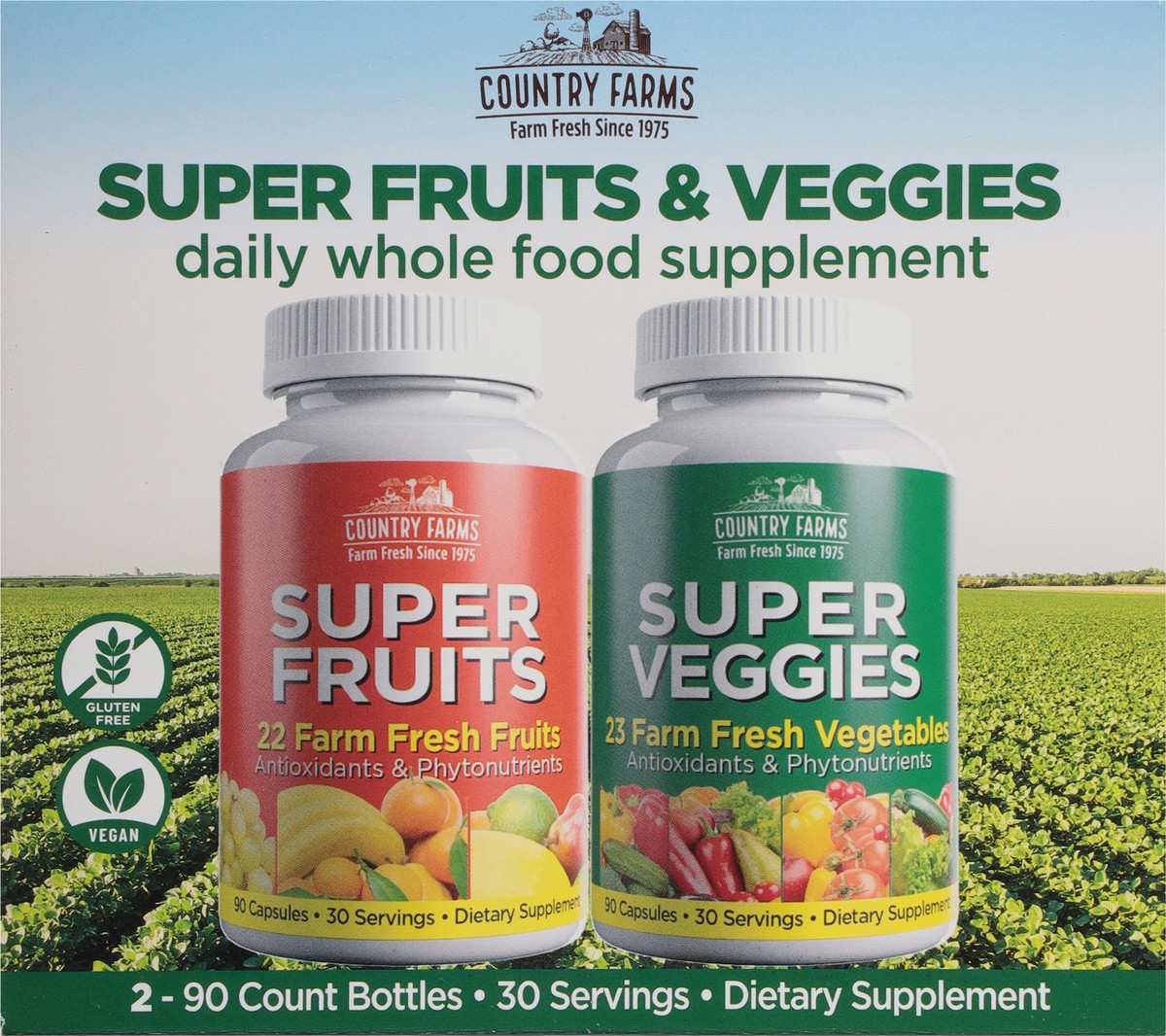 slide 10 of 13, Country Farms Super Fruit & Veggies 2 - 90 ea Bottles, 2 ct