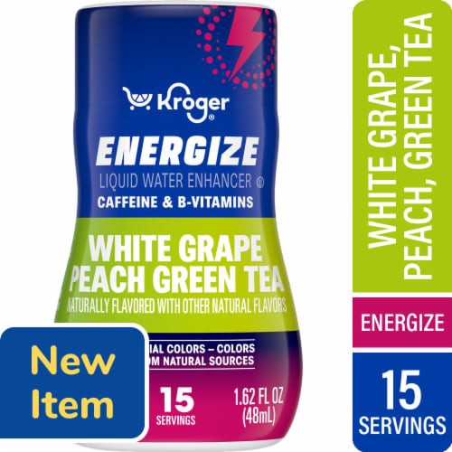 slide 1 of 1, Kroger® Energize Caffeine White Grape Peach Green Tea Water Enhancer, 1.62 fl oz, 1.62 fl oz