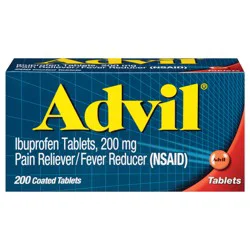 Advil Pain Reliever and Fever Reducer, Ibuprofen 200mg for Pain Relief - 200 Coated Tablets