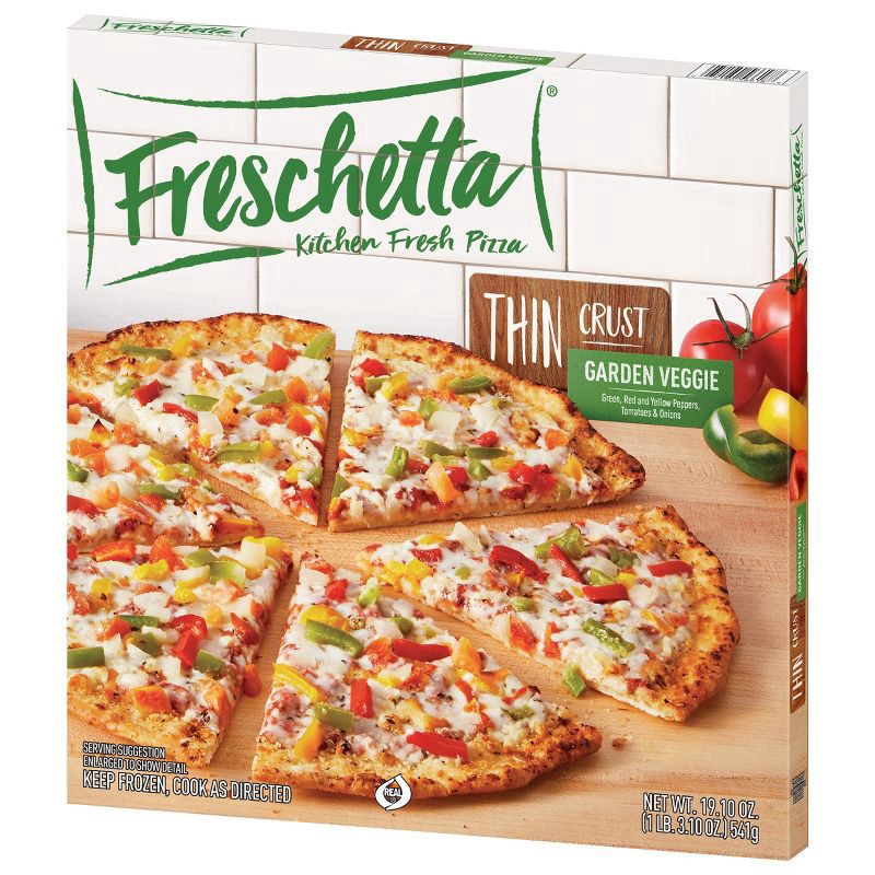 slide 3 of 6, Freschetta Thin Crust Garden Veggie Frozen Pizza - 19.1oz, 19.1 oz