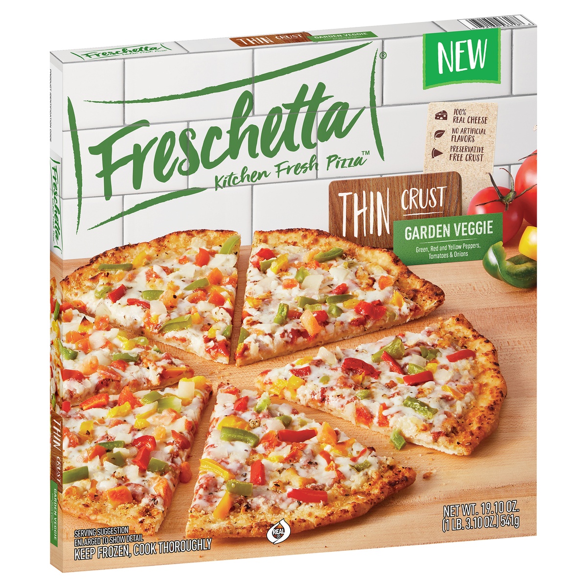 slide 2 of 11, Freschetta Thin Crust Veggie Pizza, 19.1 oz