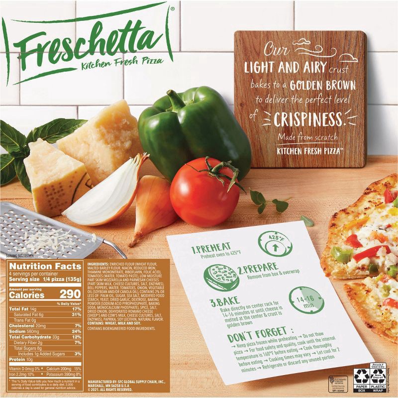 slide 4 of 6, Freschetta Thin Crust Garden Veggie Frozen Pizza - 19.1oz, 19.1 oz