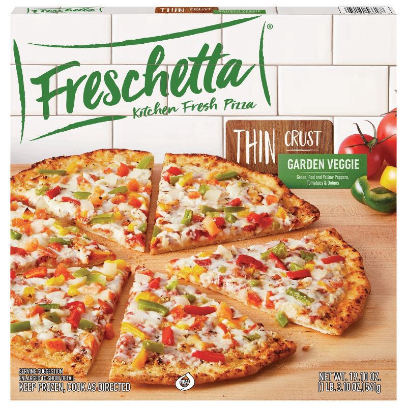 slide 1 of 6, Freschetta Thin Crust Garden Veggie Frozen Pizza - 19.1oz, 19.1 oz