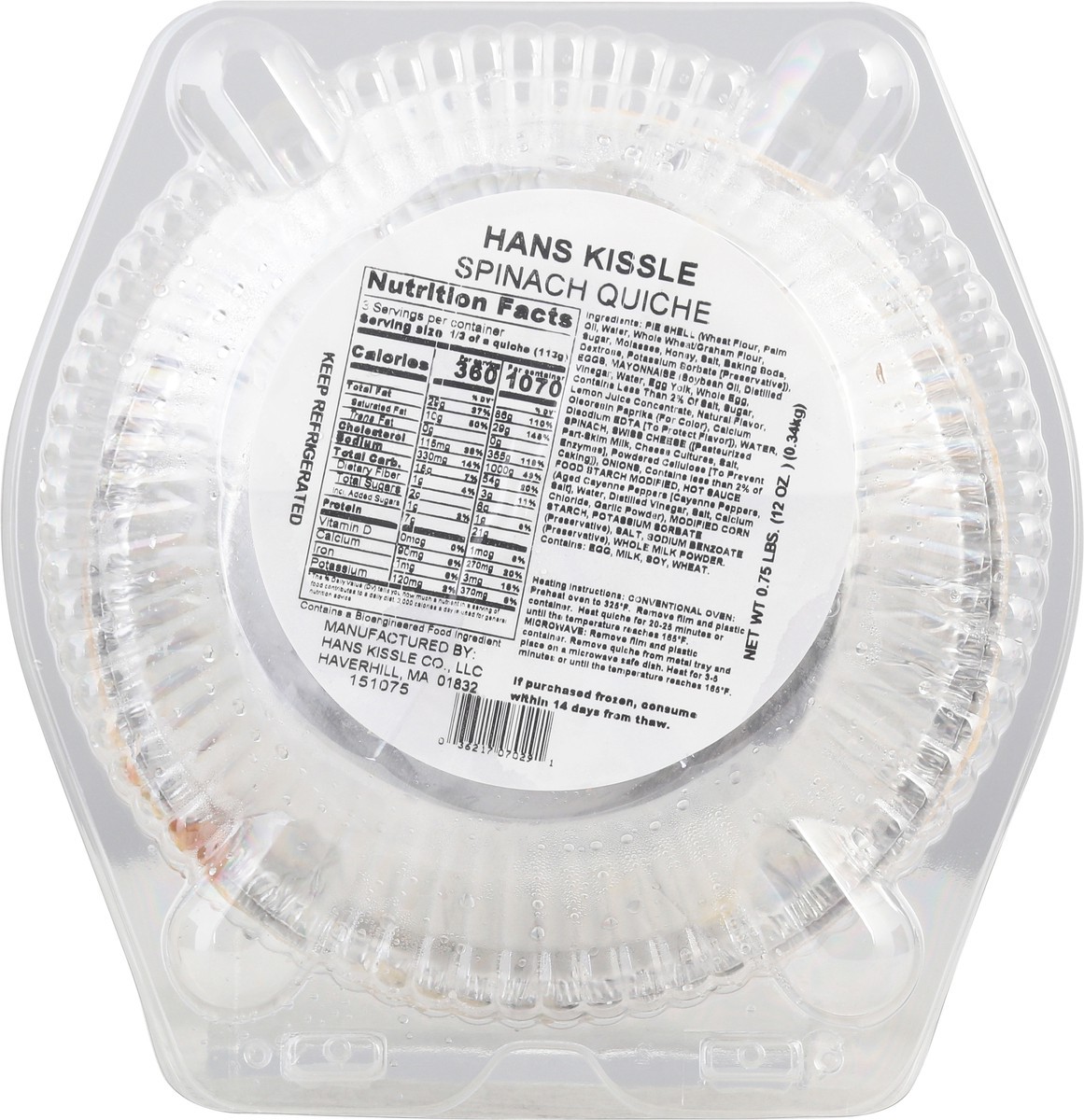 slide 3 of 14, Hans Kissle Spinach Quiche 12 oz, 12 oz