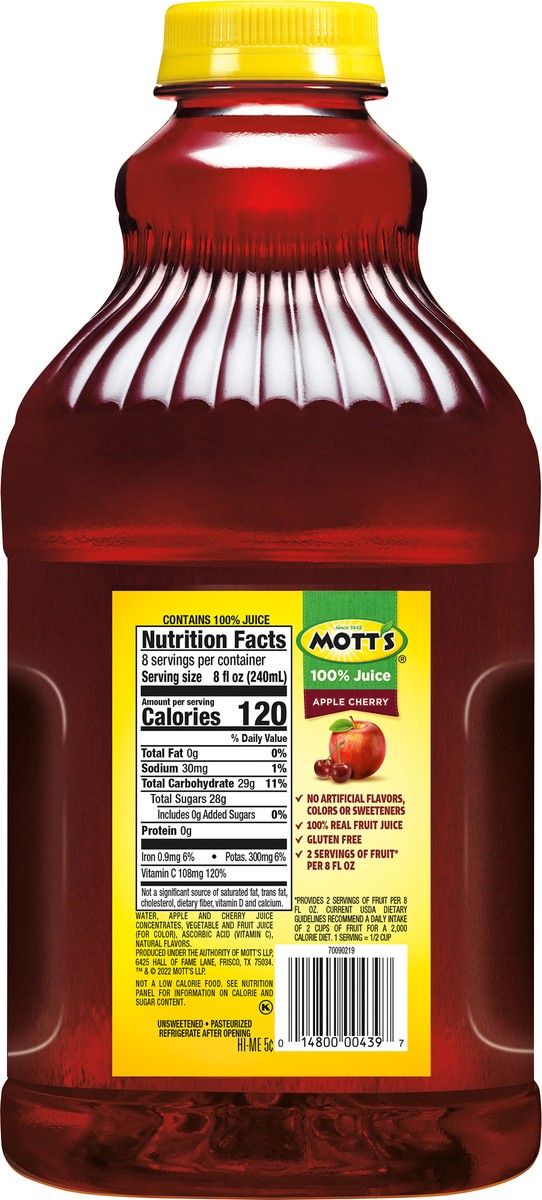 slide 5 of 7, Mott's 100% Apple Cherry Juice- 64 fl oz, 64 fl oz