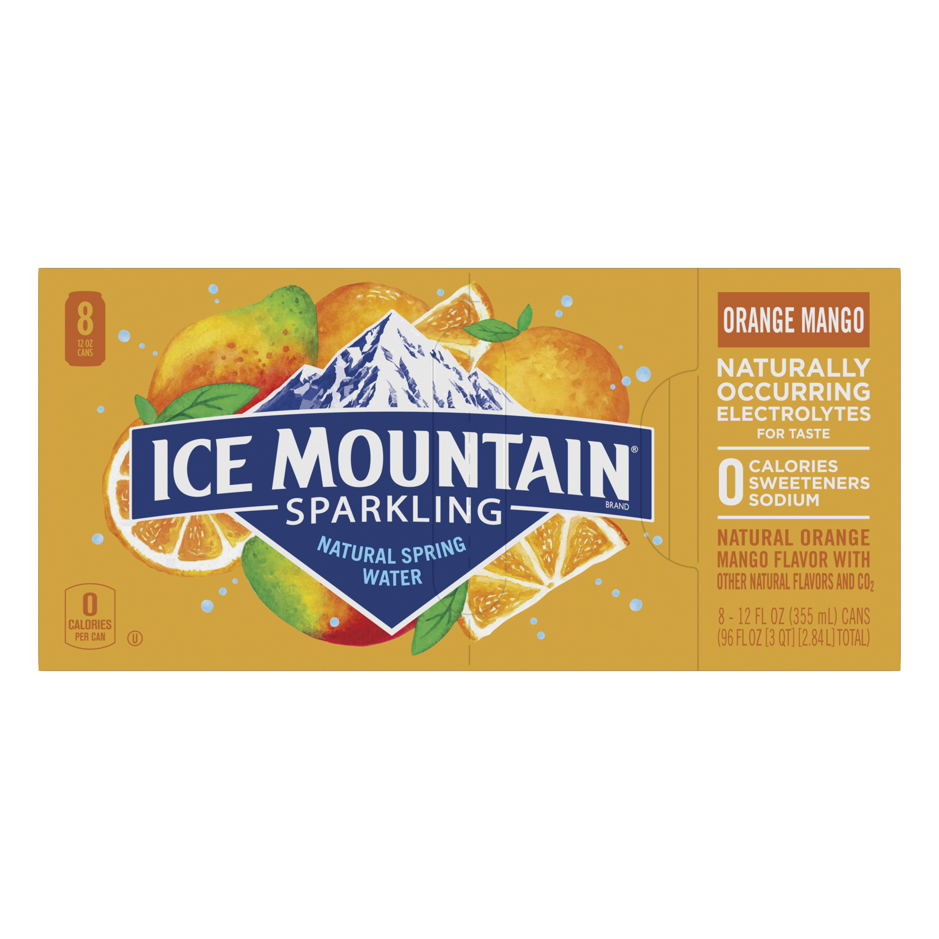 slide 2 of 5, Ice Mountain Sparkling Water, Orange Mango, 12 oz. Can (8 Count), 12 oz