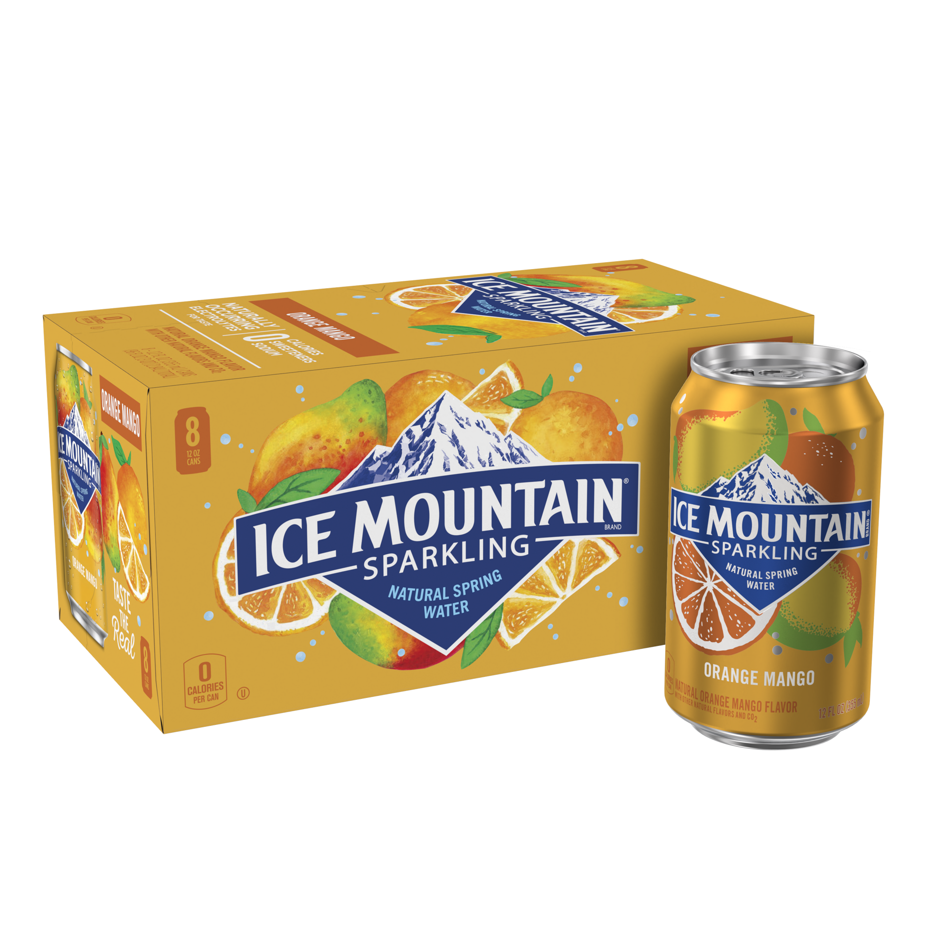 slide 5 of 5, Ice Mountain Sparkling Water, Orange Mango, 12 oz. Can (8 Count), 12 oz