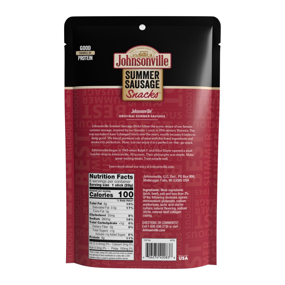 slide 3 of 3, Johnsonville Original Summer Sausage Stick, 1 oz