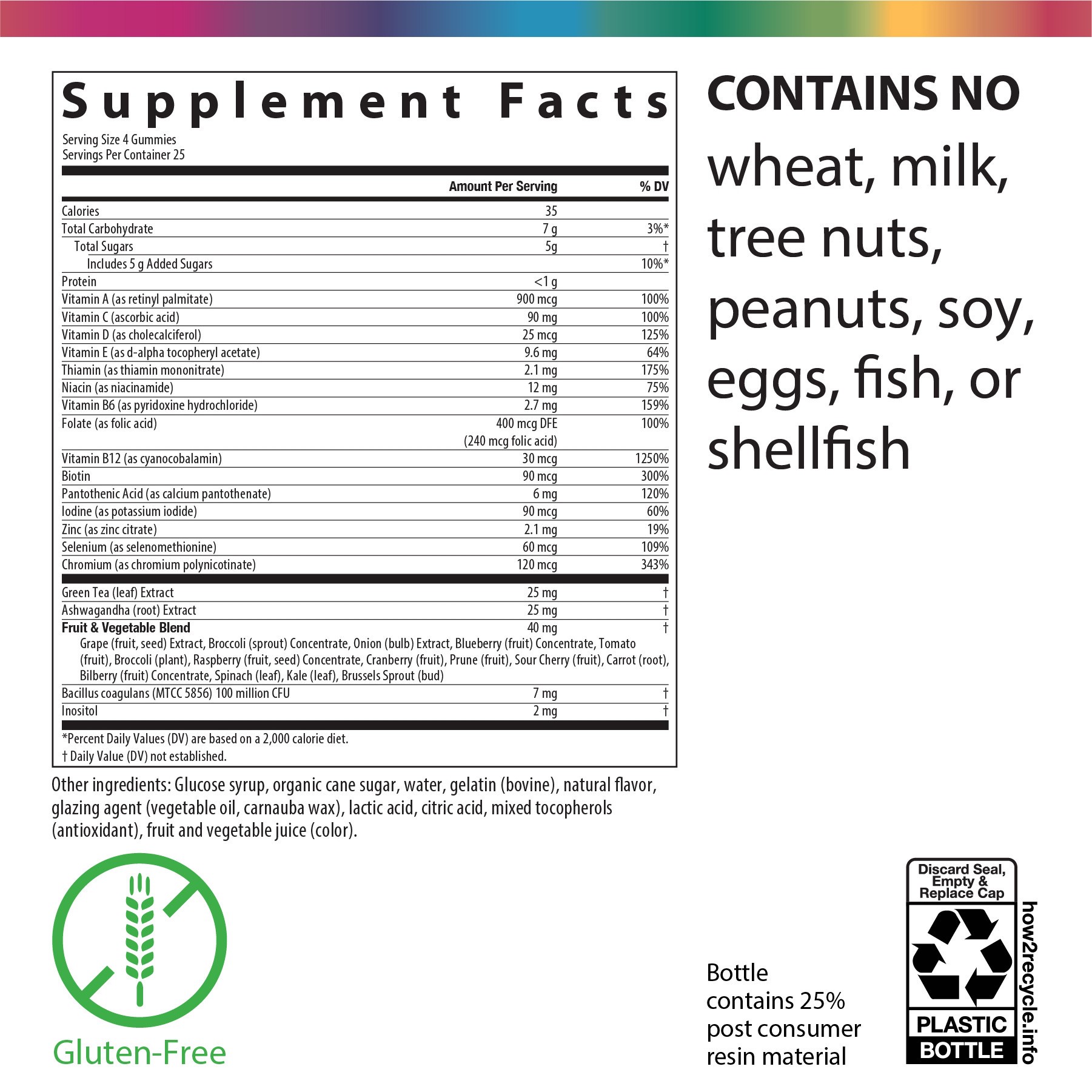 slide 5 of 5, Rainbow Light Mixed Berry Men's Multivitamin Gummies, 120 Count, 1 Bottle, 120 ct