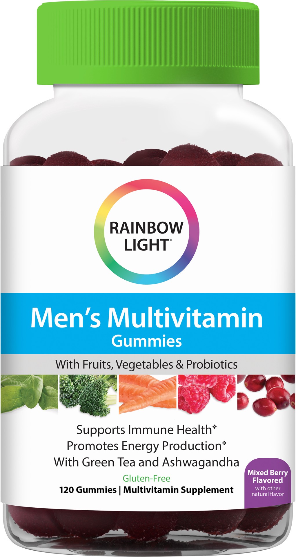 slide 1 of 5, Rainbow Light Mixed Berry Men's Multivitamin Gummies, 120 Count, 1 Bottle, 120 ct