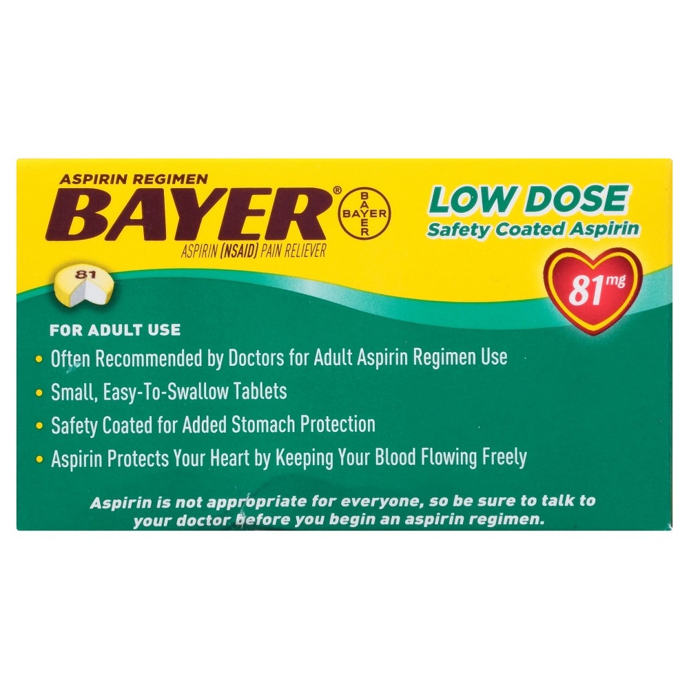 slide 3 of 3, Bayer Aspirin Regimen Low Strength Coated Capsules Tablets - Aspirin (NSAID), 120 ct